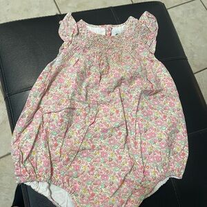 Floral Smocked Baby Romper